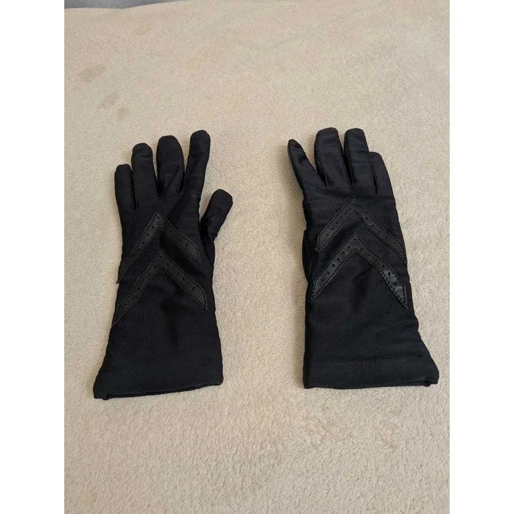 Black Sheer Chevron Detail Gloves One Size One Size‎ Style 24813